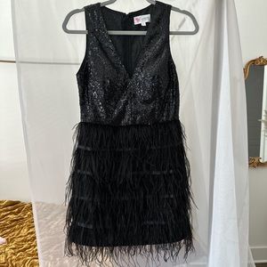 Black fur sparkle dress